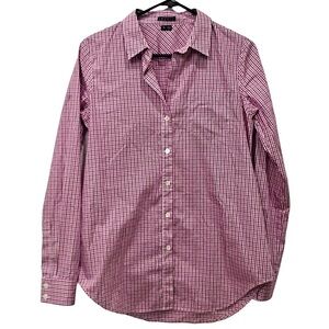 Theory Pink Burgundy Nikala Button Down Blouse Size Medium